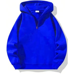 Sweat-shirt à capuche décontracté pour homme, personnalisé, avec fermeture éclair 1/4, surdimensionné, imprimé en relief, 100% coton - Product Image 3