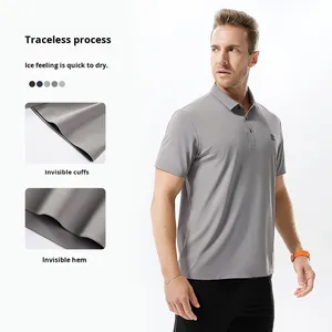 Polo deportivo de negocios informal de alta calidad para hombre, camisa deportiva de punto sólido de seda helada transpirable con logotipo personalizado para - Product Image 2