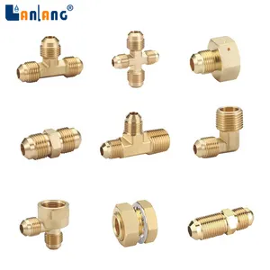 Lanlang Factory Custom Tee Brass Compression Fittings Plumbing High Quality Fittings Brass Elbow Coupling Connector Union Tee