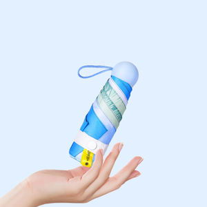 Paraguas de sol plegable pequeño de 5 luces de calidad, pintura al óleo, paraguas de cápsula de bolsillo con pegamento negro impreso - Product Image 5