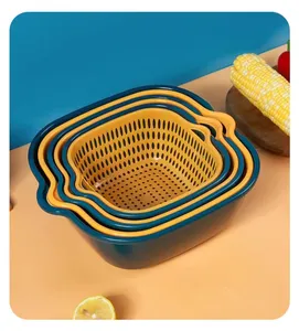 Washing Vegetable Baskets in The Kitchen Fruit Baskets Multi-layer Stackable Vegetable Sinks Strainer Washing Fruits Colander