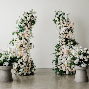 HK-HOA008 Rose Horn Set Arch <b>Silk</b> Horn Arch Backdrop Artificial Horn Hydrangea Arch Wedding Faux <b>Flower</b> <b>Flower</b> Decoration - Product Image 2