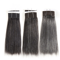 Cheveux brésiliens Remy à double trame, tissage court Yaki lisse # 44 # 34 # 51 # 280 lots de mèches grises mélangées effet piano, permanentées