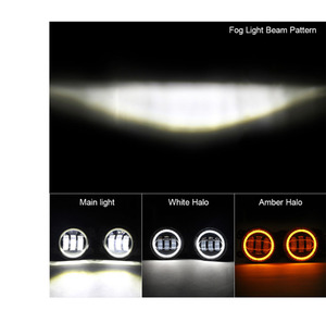 Luz antiniebla LED de 4 pulgadas, anillo de <span class=keywords><strong>Halo</strong></span>, luz de conducción de ojos en ángulo, lámpara antiniebla redonda DRL para Jeeps Wranglers Grand Cherokee 12V 24V - Product Image 3