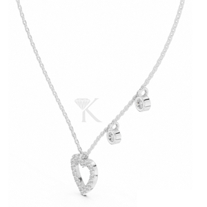 Collier Cœur Asymétrique en Diamant, Or Massif 14K, Pendentif Cœur Ouvert Pavé avec Serti Bezel de Diamants de Laboratoire, Élégant et Moderne - Product Image 4