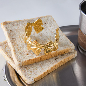 Fashion Cuff Bracelets Bowknot Gold Tone Women's <b>Gift</b> Jewelry Open Design - Product Image 2