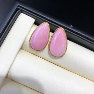 Pink Water Droplet Stud Earrings 12x18mm Natural Conch Shell Gold Edge <b>Fashion</b> <b>Jewelry</b> - Product Image 2