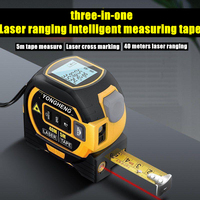 Télémètre Laser Rechargeable Multifonction 2-en-1 avec Écran LCD Rétroéclairé – Mesure de Distance 40m, Mètre Ruban 5m