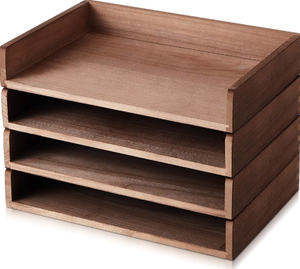 Bac de classement de bureau en bois massif (empilable) - Product Image 6