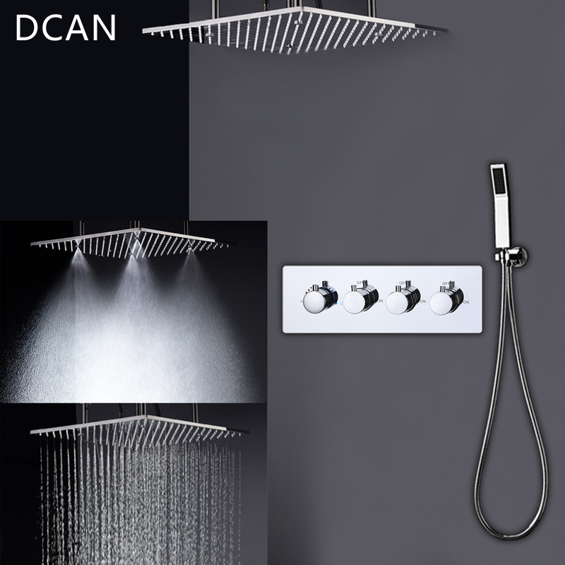 Baño de lujo SPA cabezal de ducha de mano integrado completo conjunto de ducha termostática oculta