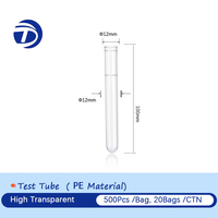 Tube à essai PE PS en plastique transparent Vente en gros directe d'usine à fond conique jetable de différentes tailles