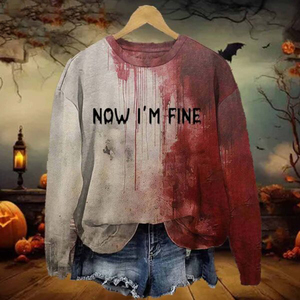 Da <span class=keywords><strong>donna</strong></span> non preoccuparti non è la mia felpa stampata con sangue di Halloween I'M Fine Bloody Shirt felpa Splatter da <span class=keywords><strong>donna</strong></span> - Product Image 5