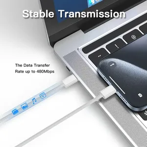 <span class=keywords><strong>2M</strong></span> 6FT 240W <span class=keywords><strong>USB</strong></span> <span class=keywords><strong>C</strong></span> a <span class=keywords><strong>C</strong></span> Cable de cargador tipo <span class=keywords><strong>C</strong></span> Cable PD trenzado de carga rápida para iPhone 15 16 Series lPad Air Pro - Product Image 4