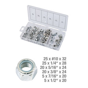 น็อตปลดล็อคในตัวได้100ชิ้นรวมทั้งน็อตหกเหลี่ยมไนล่อนชุบสังกะสีชุบสังกะสีชุบสังกะสีวัสดุสแตนเลสสตีล - Product Image 1