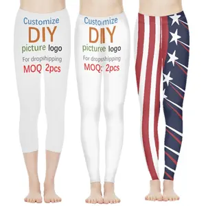 Personalizado Mujeres giro deportes yoga pantalón Fitness Running Capris Pantalones