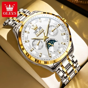 Reloj de pulsera mecánico luminoso OLEVS 7070 automático de lujo multifuncional con calendario perpetuo y fase lunar para hombre, ideal para dropshipping. - Product Image 4