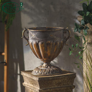 Pot de fleurs en fer forgé rétro européen, grand modèle, pour extérieur, jardin, décoration, pour plantes vertes. - Product Image 3