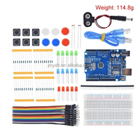 Kit de démarrage UNO R3 Mini 13-en-1 pour débutants avec mini-breadboard, LED et fils de liaison