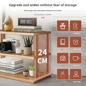 Настольная Полка на стол, простой органайзер для чашек, полка, столешница, маленькие Многослойные перегородки из бамбукового дерева - Product Image 3