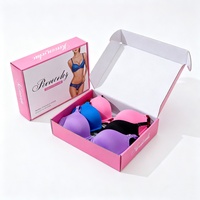 Boîte d'emballage rose personnalisée avec logo pour sous-vêtements, chaussettes, soutien-gorge, serviettes, vêtements, avec design pliable et papier écologique pour l'expédition