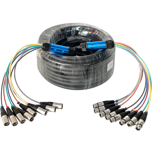 XLR Signal Cable 8-Way Multi-Core for Stage Lighting Performance PVC Jacket Sound Mixing Audio Interface Box for Speakers