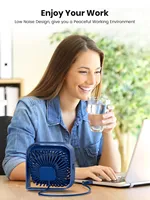 Mini ventilador portátil, ventilador de escritorio USB, mesa, flujo de aire fuerte, funcionamiento silencioso, viento de 3 velocidades, ventiladores de pie giratorios 360 para habitación y hogar