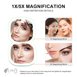 Có Thể Gập Lại Du Lịch Make Up Gương Với Ánh Sáng LED Xách Tay 5x Magnifying Gương Cho Trang Điểm Túi Gương Cá Nhân Tùy Chỉnh Gương - Product Image 3