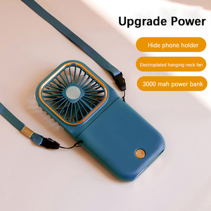 Mini ventilador enfriador de aire con cuello colgante, ventilador USB, soporte plegable para teléfono, fuente de alimentación móvil de 3000mAh, Mini ventiladores portátiles con Banco de energía - Product Image 6