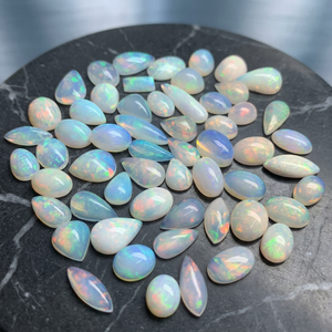 Opale d'Éthiopie ovale en gros, semi-précieuse, taille libre, cabochon, pierre précieuse naturelle, couleur blanche, 10-18mm, effet de changement de couleur - Product Image 3