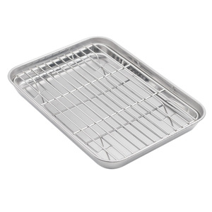 Stainless Steel Square Baking Tray With Cooling Rack For Cooking And Baking - Product Image 2