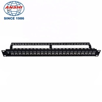 Panel Patch Jaringan ANSHI UTP CAT5E/CAT6/CAT6 dengan Desain Keystone Jack Snap-In Terpasang, 8/12/24/48 Port, Tinggi 1U