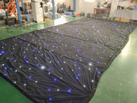 Rideau de fond LED ciel étoilé à double couche en velours bleu/blanc/RGB avec contrôle DMX 512 pour théâtre, mariage, hôtel, événements