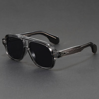 Lunettes de soleil surdimensionnées rétro en acétate avec logo personnalisé, style pilote à double barre, pour hommes, tendance, protection UV400, pour sports de plein air