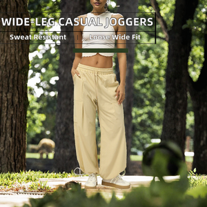 <b>Women</b> <b>Cargo</b> Sweatpants Wide Leg Jogger <b>Pants</b> Elastic Waist Full Length Loose Fit with Pockets <b>for</b> Outdoor Workouts - Product Image 2