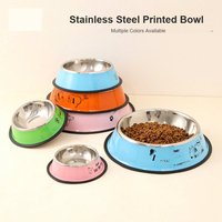 Bol pour chat en acier inoxydable, bol rond pour animaux de compagnie avec texte imprimé amusant, plusieurs couleurs pour les magasins d'animaux, vente en gros