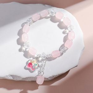 Pulsera de cuentas craqueladas de colores de moda con diseño de palomitas de maíz y dije de flor elegante, hecha a mano, para mujeres y niñas - Product Image 5
