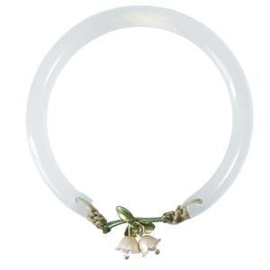 Gradient Color Imitation Hetian Jade <b>Silver</b>/Gold Plated Bangle Simple Retro Chinese Style Bell Orchid Flower <b>Charm</b> Pendant Gift - Product Image 6