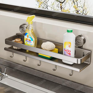 Étagère murale de cuisine rectangulaire à ventouse Blue Vine pour l'organisation des condiments et des ustensiles - Product Image 1