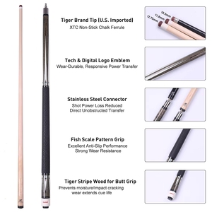 Cues de billard CUPPA de haute qualité, manche en érable dur canadien, poignée en cuir, queue de billard 1/2 split, embout de 13 mm, vente en gros - Product Image 2