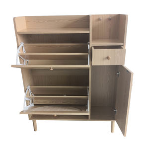 Mobile Porta Scarpe in Rattan Naturale con Ante a Ribalta, <span class=keywords><strong>Cassettiera</strong></span> in Legno, Mobile d'Ingresso, Arredamento per Scarpe - Product Image 3