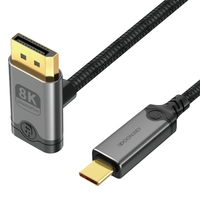 Câble USB-C vers DisplayPort coudé gauche/droite 8K 60Hz compatible Thunderbolt 3/4 pour MacBook, Huawei, Air Projector