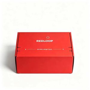 Caja <span class=keywords><strong>de</strong></span> Cartón Corrugado Reciclable Roja con Logotipo Circular Minimalista Personalizado para Envíos <span class=keywords><strong>de</strong></span> Artículos Pequeños en Días Festivos - Product Image 3