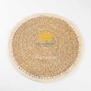 Tapis de table rond en rotin tressé, écologique, fait main, durable, personnalisable, naturel, pour salle à manger, cuisine, mariage, fête, décoration - Product Image 5