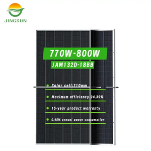 แผงโซลาร์เซลล์แบบสองหน้าคุณภาพสูง Jingsun Type HJT กำลังไฟ 770W 775W 780W 785W 800w โมโนคริสตัลไลน์แบบฮาล์ฟเซลล์ รุ่น JAM132D 770-800M H - Product Image 1