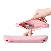 Organisateur de pinceaux de maquillage en gel de silicone minimaliste moderne, étui magnétique portable, sac de rangement de voyage pour outils cosmétiques