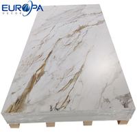 Plaque de marbre PVC brillante 1220x2440mm 3mm pour la décoration murale de la chambre et du salon, imperméable, ignifuge, écologique