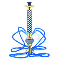 Kit Chicha LED à 4 Tuyaux, Motif Diamant, Base en Strass, Chicha Arabe Complète pour Bar et Fêtes