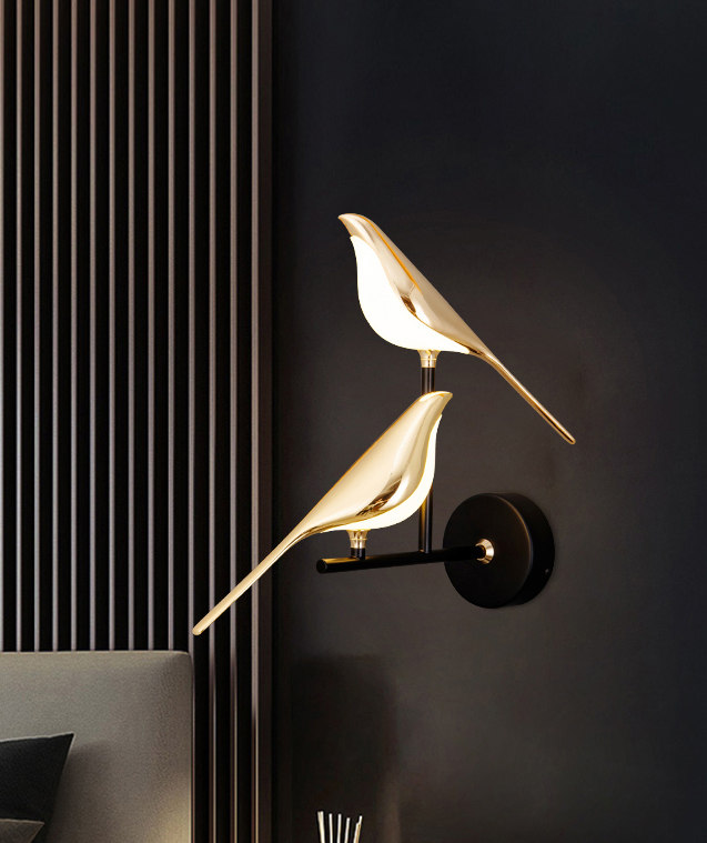 New bird design Luxury wall Light Nordic Style Wall Mounted Art Deco Modern sparrow LED Wall Lamp Light