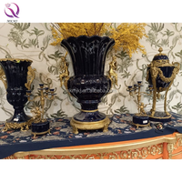 Vase décoratif en céramique et laiton de style oriental, trophée antique, artisanat d'art pour la décoration intérieure