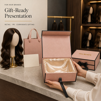 Boîte cadeau pliable pour perruque avec nœud pour salon de coiffure, présentoir de vente au détail, logo personnalisé, commande en gros